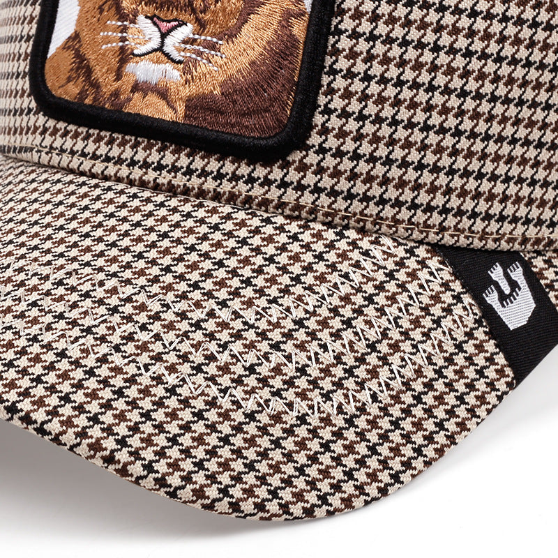 Wholesale Cotton and Linen Plaid Animal Baseball Caps